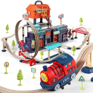 Estación de tren con ferrocarril y circuito